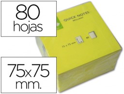 Bloc 80 notas adhesivas quita y pon Q-Connect 76x76mm. amarillo neón